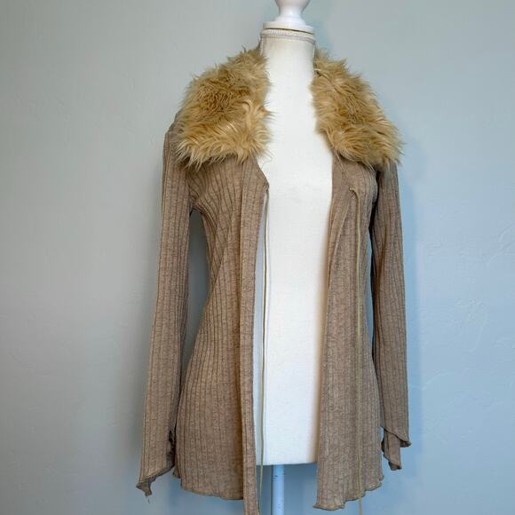 y2k cardigan with fur collar - Picture 2 of 7